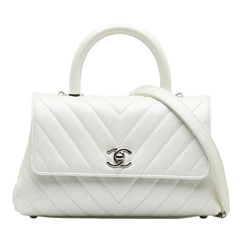 Chanel Small Coco Handle Chevron Caviar Satchel 